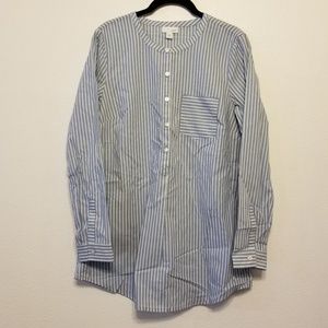 J.Jill blue & white stripe cotton tunic/blouse - cream /French blue